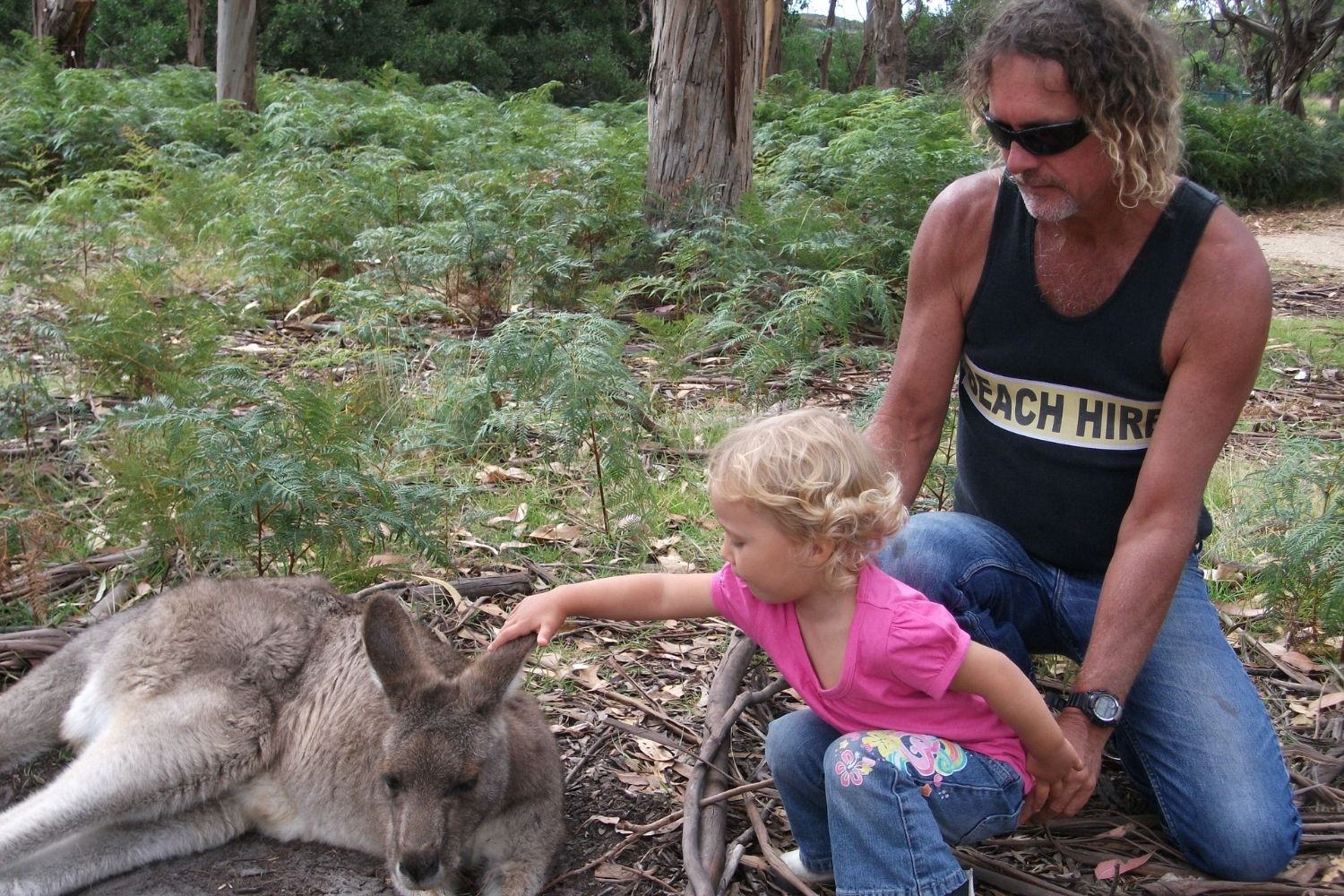 Izzy, her dad and a roo